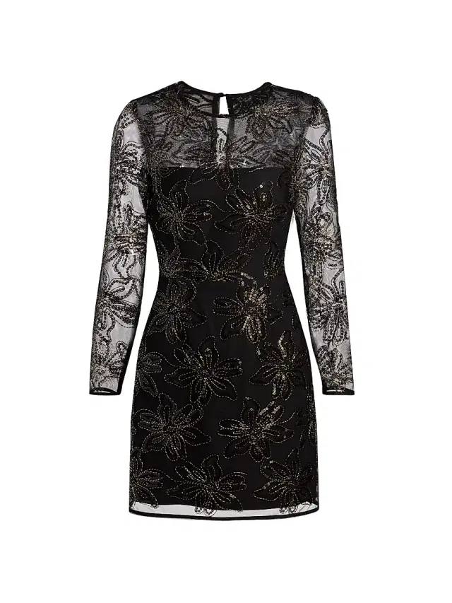 Milly Women's Adele Embroidered-Mesh Minidress - Black