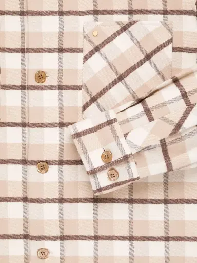 Stefano Ricci Men's Windowpane Plaid Cotton Shirt - Beige Brown | Thumbnail 3