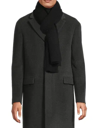 Saks Fifth Avenue Men's Rib-Knit Cashmere Scarf - Black | Thumbnail 3