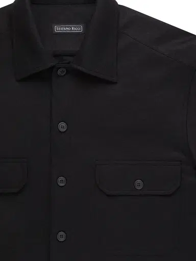 Stefano Ricci Men's Cashmere Pocket Shirt - Black - Size 17 | Thumbnail 2