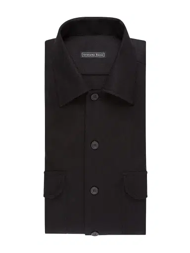 Stefano Ricci Men's Cashmere Pocket Shirt - Black - Size 17 | Thumbnail 1
