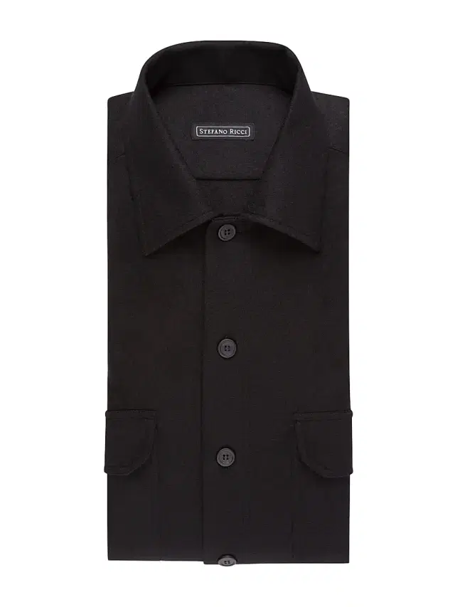 Men's Cashmere Pocket Shirt - Black