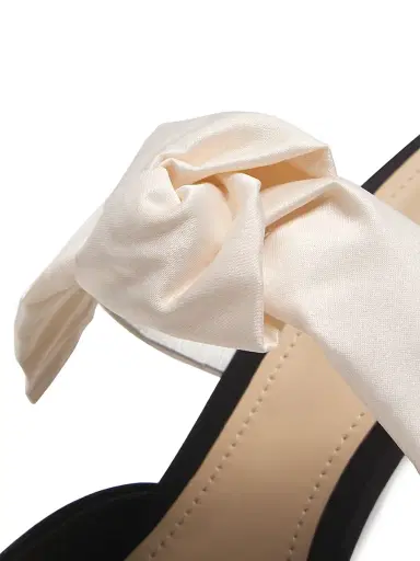 22élevé Women's Bow-Detailed 85MM Satin Mules - Black Ivory - Size 12 | Thumbnail 6 22élevé Women's Bow-Detailed 85MM Satin Mules - Black Ivory - Size 12 | Thumbnail 6
