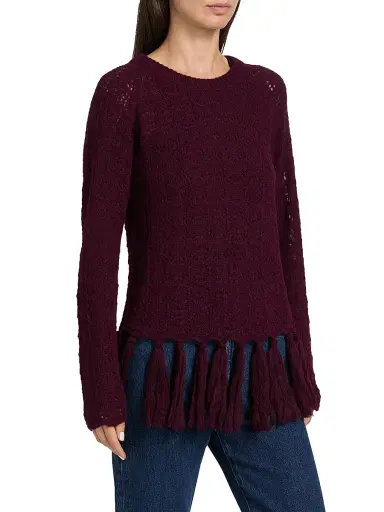 LINGUA FRANCA Women's Fia Alpaca-Blend Fringe Sweater | Thumbnail 4 LINGUA FRANCA Women's Fia Alpaca-Blend Fringe Sweater | Thumbnail 4