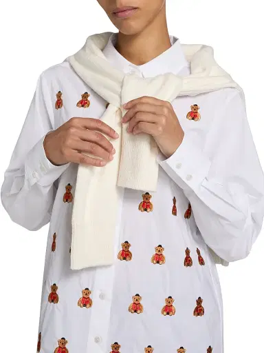 LINGUA FRANCA Women's Bowery Bear Embroidered Poplin Shirt | Thumbnail 6 LINGUA FRANCA Women's Bowery Bear Embroidered Poplin Shirt | Thumbnail 6