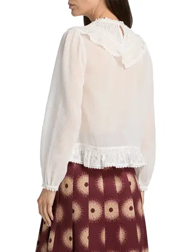 LINGUA FRANCA Women's Patchwork Lace Cotton Shirt | Thumbnail 5 LINGUA FRANCA Women's Patchwork Lace Cotton Shirt | Thumbnail 5