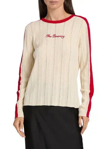 LINGUA FRANCA Women's Bowery Pointelle Sweater | Thumbnail 3 LINGUA FRANCA Women's Bowery Pointelle Sweater | Thumbnail 3