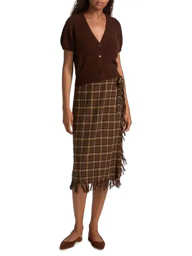 DÔEN Women's Arella Puff-Sleeve Cashmere Cardigan - Dark Umber | Thumbnail 2 DÔEN Women's Arella Puff-Sleeve Cashmere Cardigan - Dark Umber | Thumbnail 2