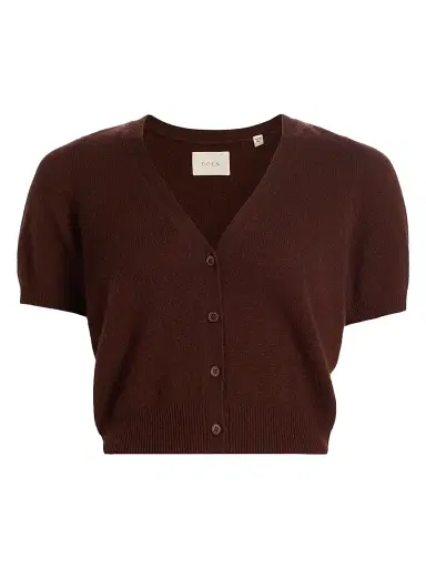 DÔEN Women's Arella Puff-Sleeve Cashmere Cardigan - Dark Umber | Thumbnail 1 DÔEN Women's Arella Puff-Sleeve Cashmere Cardigan - Dark Umber | Thumbnail 1
