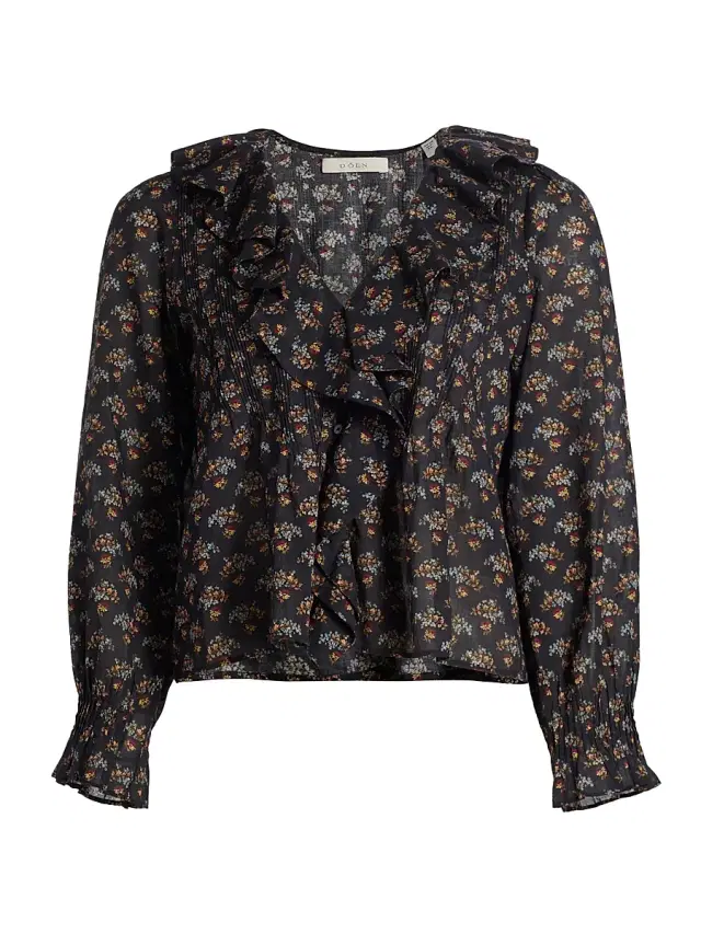 Women's Hardy Floral Cotton Top - Delphinium Floral Women's Hardy Floral Cotton Top - Delphinium Floral