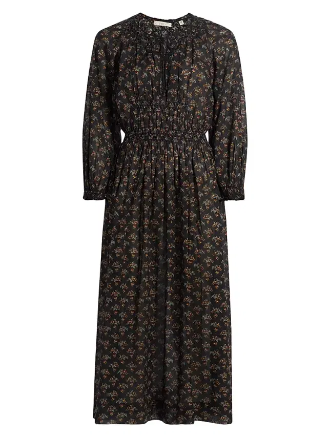 DÔEN Women's Delfina Floral Midi-Dress - Delphinium Floral