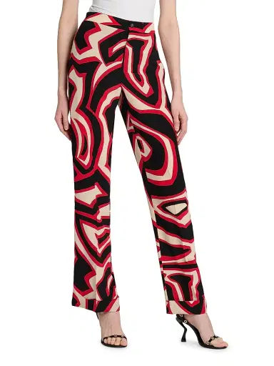 PUCCI Women's Passepartout Printed Silk Pants - Gold Red - Size Small | Thumbnail 4