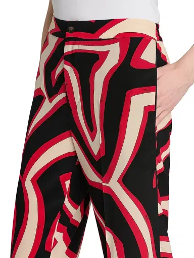 PUCCI Women's Passepartout Printed Silk Pants - Gold Red - Size Small | Thumbnail 6