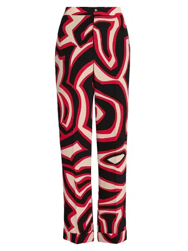 PUCCI Women's Passepartout Printed Silk Pants - Gold Red - Size Small | Thumbnail 1