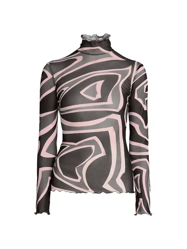 PUCCI Women's Passepartout Tulle T-Shirt - Black Pink