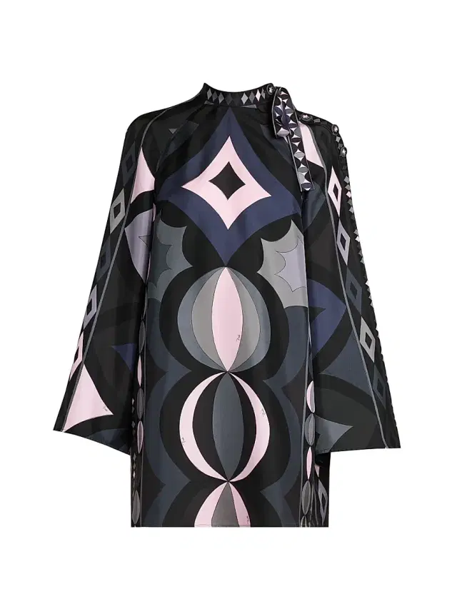 Women's Passepartout Silk Twill Minidress - Black Pink