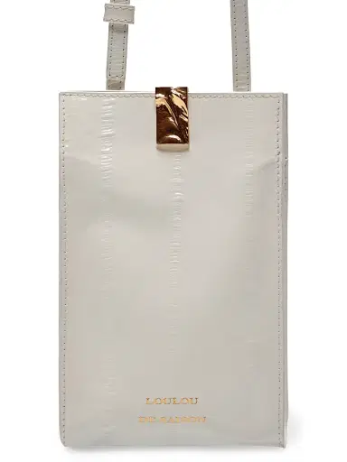 Loulou de Saison Women's Mini Neri Eel-Effect Leather Crossbody Bag - White | Thumbnail 4 Loulou de Saison Women's Mini Neri Eel-Effect Leather Crossbody Bag - White | Thumbnail 4