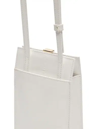 Loulou de Saison Women's Mini Neri Eel-Effect Leather Crossbody Bag - White | Thumbnail 5 Loulou de Saison Women's Mini Neri Eel-Effect Leather Crossbody Bag - White | Thumbnail 5