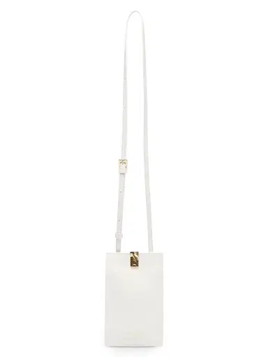 Loulou de Saison Women's Mini Neri Eel-Effect Leather Crossbody Bag - White | Thumbnail 1 Loulou de Saison Women's Mini Neri Eel-Effect Leather Crossbody Bag - White | Thumbnail 1