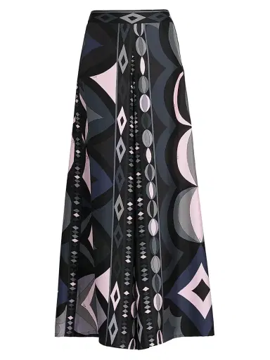 PUCCI Women's Passepartout Silk Twill Palazzo Pants - Black Pink - Size 12 | Thumbnail 1