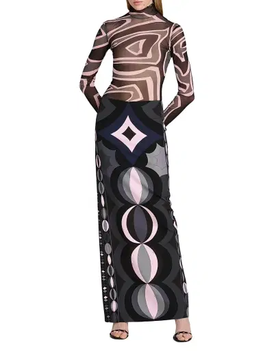 PUCCI Women's Passepartout Printed Silk Maxi Skirt | Thumbnail 2