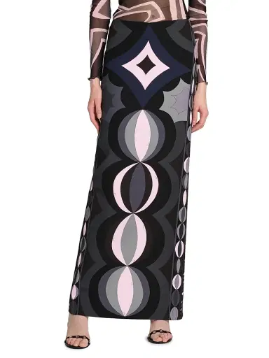 PUCCI Women's Passepartout Printed Silk Maxi Skirt | Thumbnail 3
