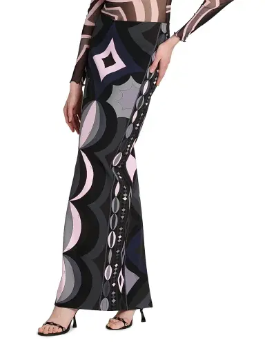 PUCCI Women's Passepartout Printed Silk Maxi Skirt | Thumbnail 4