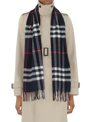 Burberry Men's Check Cashmere Scarf - Navy | Thumbnail 3 Burberry Men's Check Cashmere Scarf - Navy | Thumbnail 3