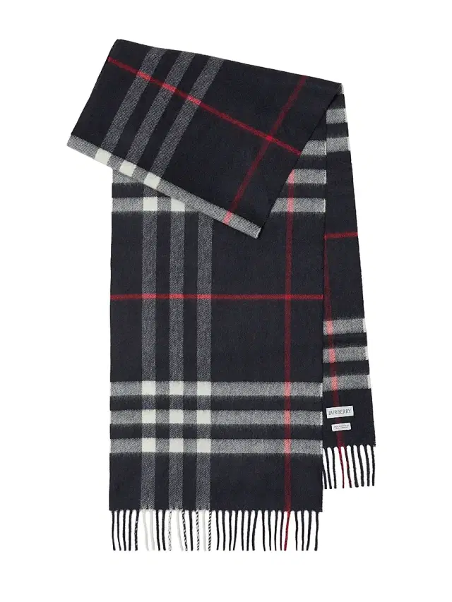Men's Check Cashmere Scarf - Navy