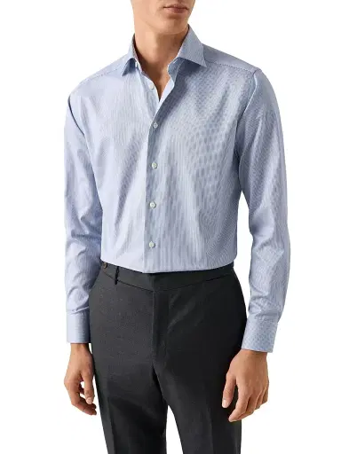 Eton Men's Striped Twill Contemporary-Fit Dress Shirt - Blue - Size 18.5 | Thumbnail 2 Eton Men's Striped Twill Contemporary-Fit Dress Shirt - Blue - Size 18.5 | Thumbnail 2