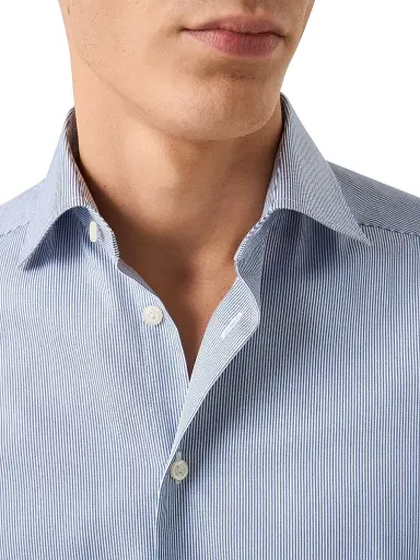 Eton Men's Striped Twill Contemporary-Fit Dress Shirt - Blue - Size 18.5 | Thumbnail 4 Eton Men's Striped Twill Contemporary-Fit Dress Shirt - Blue - Size 18.5 | Thumbnail 4