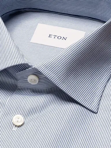 Eton Men's Striped Twill Contemporary-Fit Dress Shirt - Blue - Size 18.5 | Thumbnail 6 Eton Men's Striped Twill Contemporary-Fit Dress Shirt - Blue - Size 18.5 | Thumbnail 6