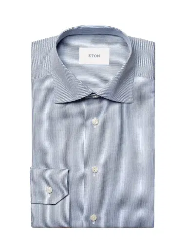 Eton Men's Striped Twill Contemporary-Fit Dress Shirt - Blue - Size 18.5 | Thumbnail 1 Eton Men's Striped Twill Contemporary-Fit Dress Shirt - Blue - Size 18.5 | Thumbnail 1