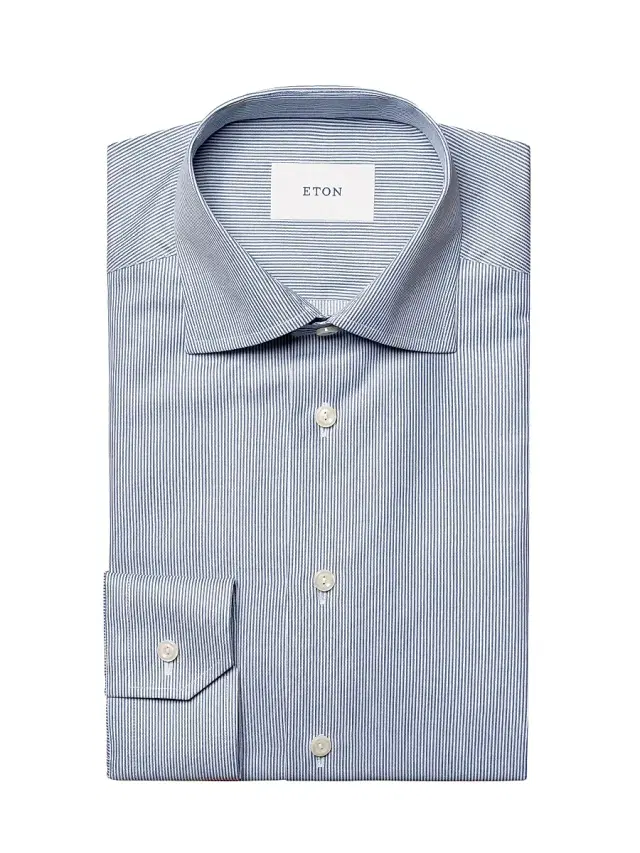 Men's Striped Twill Contemporary-Fit Dress Shirt - Blue