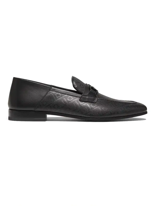 Men's Biarritz Gancini Patterned Leather Loafers - Nero