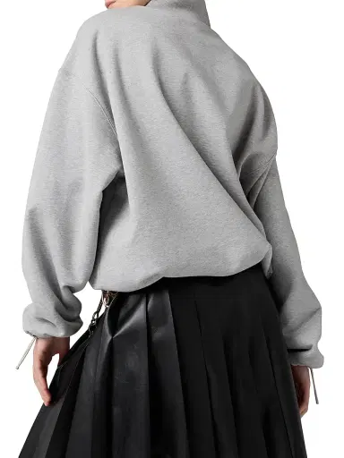 Miu Miu Women's Cotton Fleece Zipper Sweatshirt - Grey - Size XL | Thumbnail 5