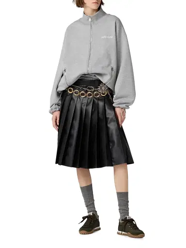 Miu Miu Women's Cotton Fleece Zipper Sweatshirt - Grey - Size XL | Thumbnail 6