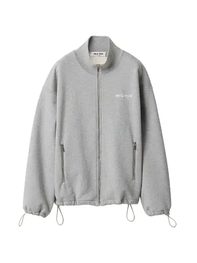 Miu Miu Women's Cotton Fleece Zipper Sweatshirt - Grey - Size XL | Thumbnail 1