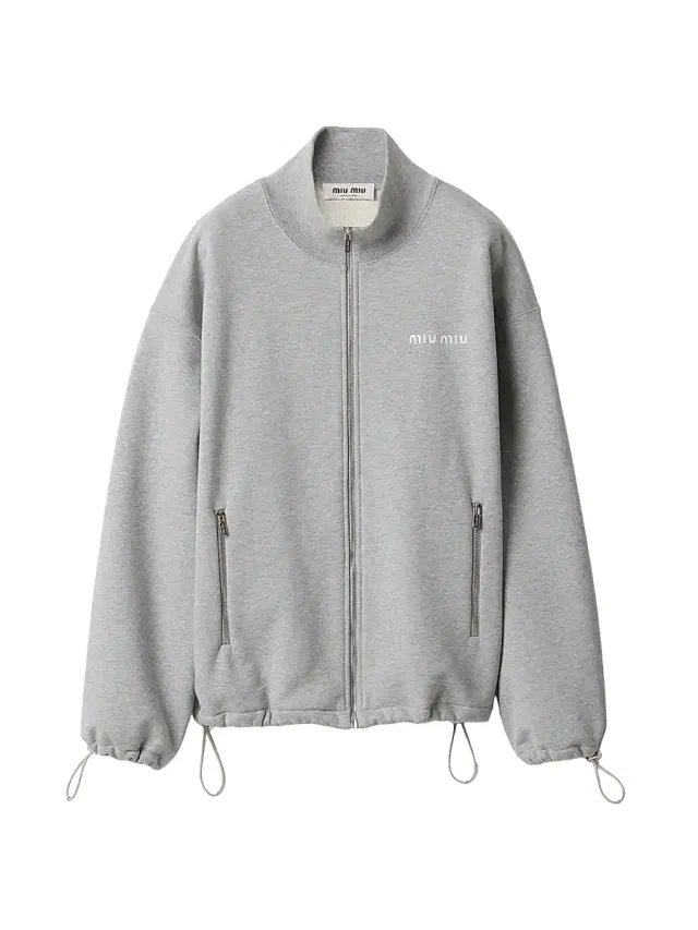 Miu Miu Women's Cotton Fleece Zipper Sweatshirt - Grey