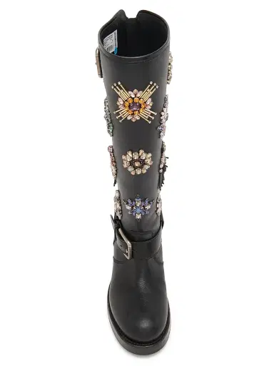 Dolce & Gabbana Women's Embellished Knee-High Boots - Nero - Size 9 | Thumbnail 4 Dolce & Gabbana Women's Embellished Knee-High Boots - Nero - Size 9 | Thumbnail 4