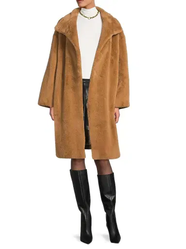 Herno Women's Faux Fur Knee-Length Coat - Cammello | Thumbnail 2 Herno Women's Faux Fur Knee-Length Coat - Cammello | Thumbnail 2