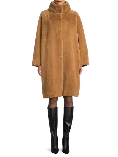 Herno Women's Faux Fur Knee-Length Coat - Cammello | Thumbnail 3 Herno Women's Faux Fur Knee-Length Coat - Cammello | Thumbnail 3