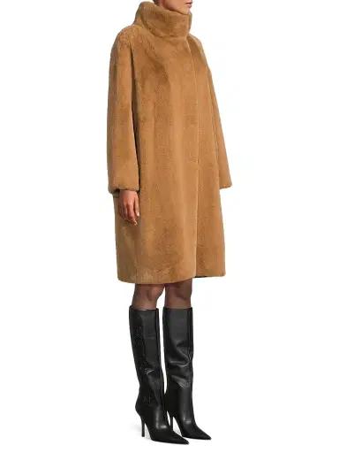 Herno Women's Faux Fur Knee-Length Coat - Cammello | Thumbnail 4 Herno Women's Faux Fur Knee-Length Coat - Cammello | Thumbnail 4