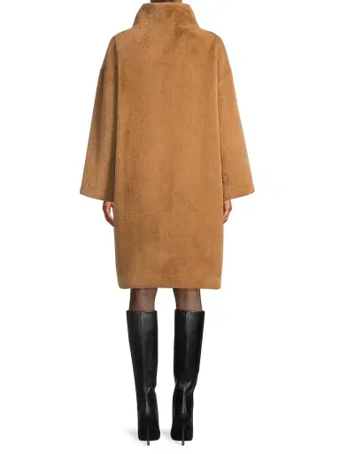 Herno Women's Faux Fur Knee-Length Coat - Cammello | Thumbnail 5 Herno Women's Faux Fur Knee-Length Coat - Cammello | Thumbnail 5