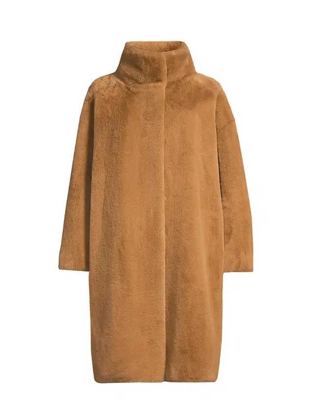Herno Women's Faux Fur Knee-Length Coat - Cammello
