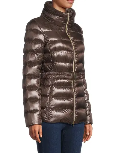 HERNO Women's Iconico Claudia Quilted Down Jacket - Marrone Scuro | Thumbnail 4