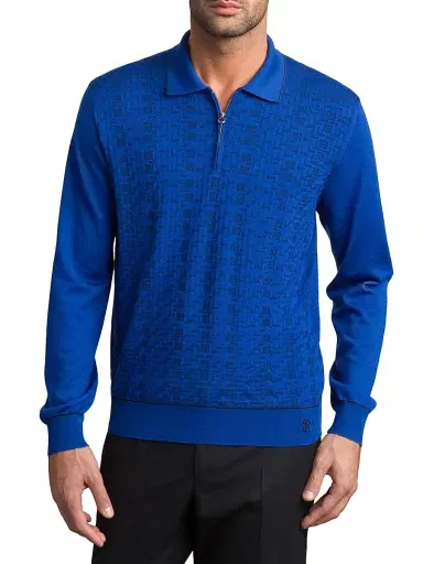 Stefano Ricci Men's Luxury Wool Polo Sweater | Thumbnail 2 Stefano Ricci Men's Luxury Wool Polo Sweater | Thumbnail 2