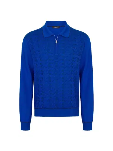 Stefano Ricci Men's Luxury Wool Polo Sweater | Thumbnail 1 Stefano Ricci Men's Luxury Wool Polo Sweater | Thumbnail 1