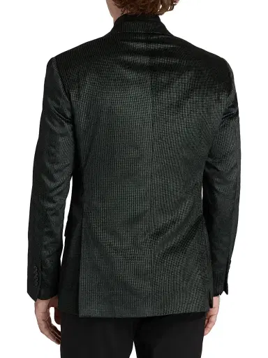 Emporio Armani Men's Sateen Grid Dinner Jacket - Green Fancy | Thumbnail 5 Emporio Armani Men's Sateen Grid Dinner Jacket - Green Fancy | Thumbnail 5