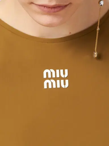 Miu Miu Women's Stretch Jersey Top - Green - Size 0 | Thumbnail 5
